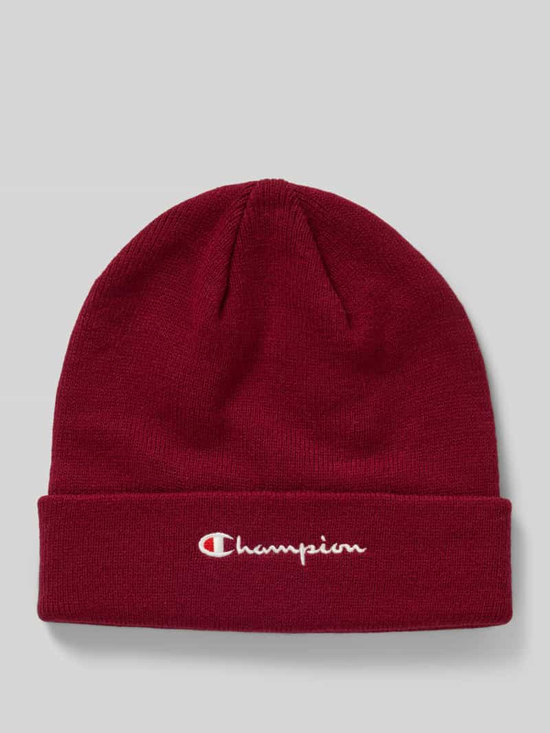 Czapka beanie z szerokim brzegiem i wyhaftowanym logo