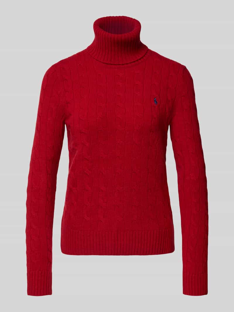 Sweter z dzianiny z wyhaftowanym logo