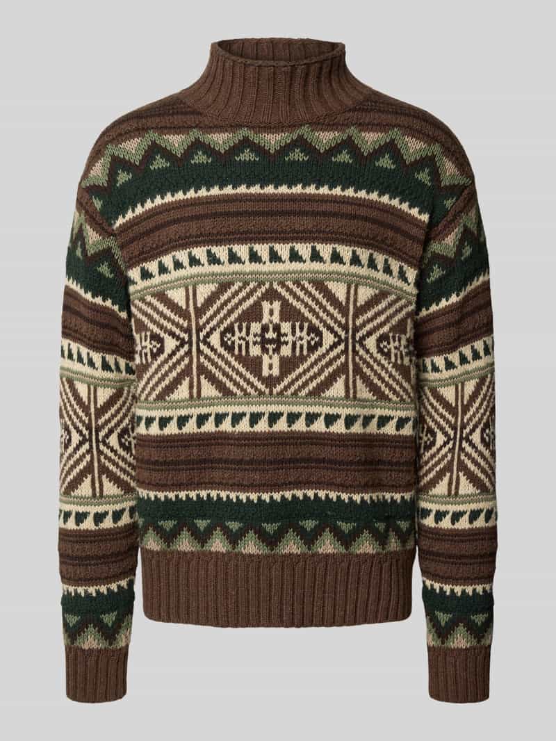 Sweter z dzianiny z prążkowanymi wykończeniami