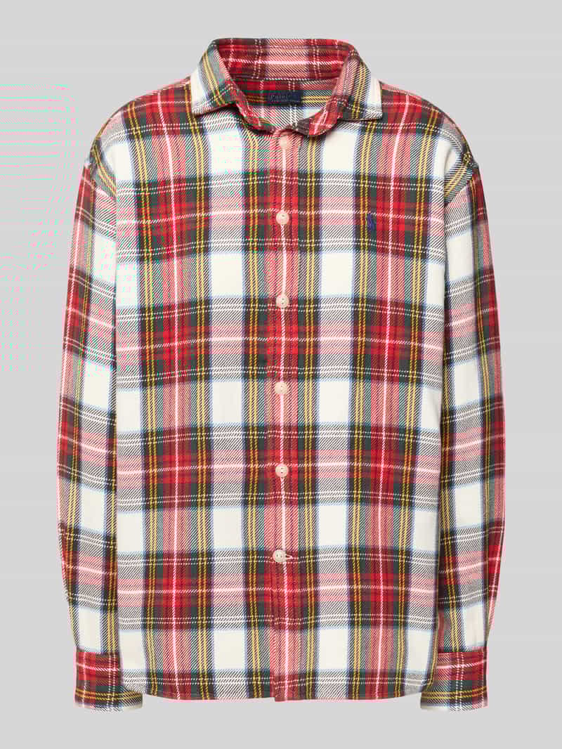 Bluzka koszulowa o kroju relaxed fit z wyhaftowanym logo