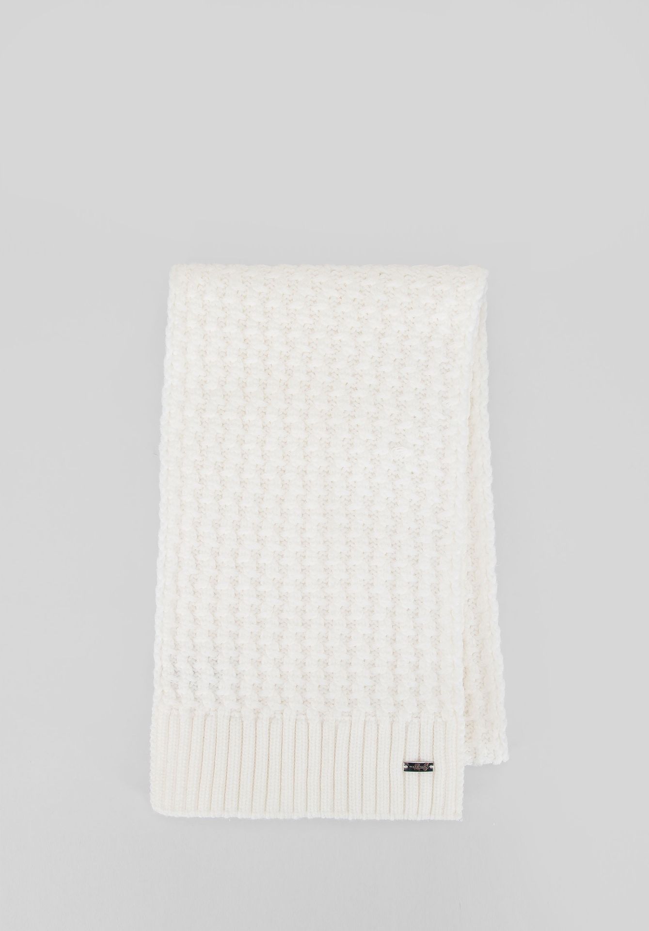 Szalik damski o splocie w delikatny wzór kremowy