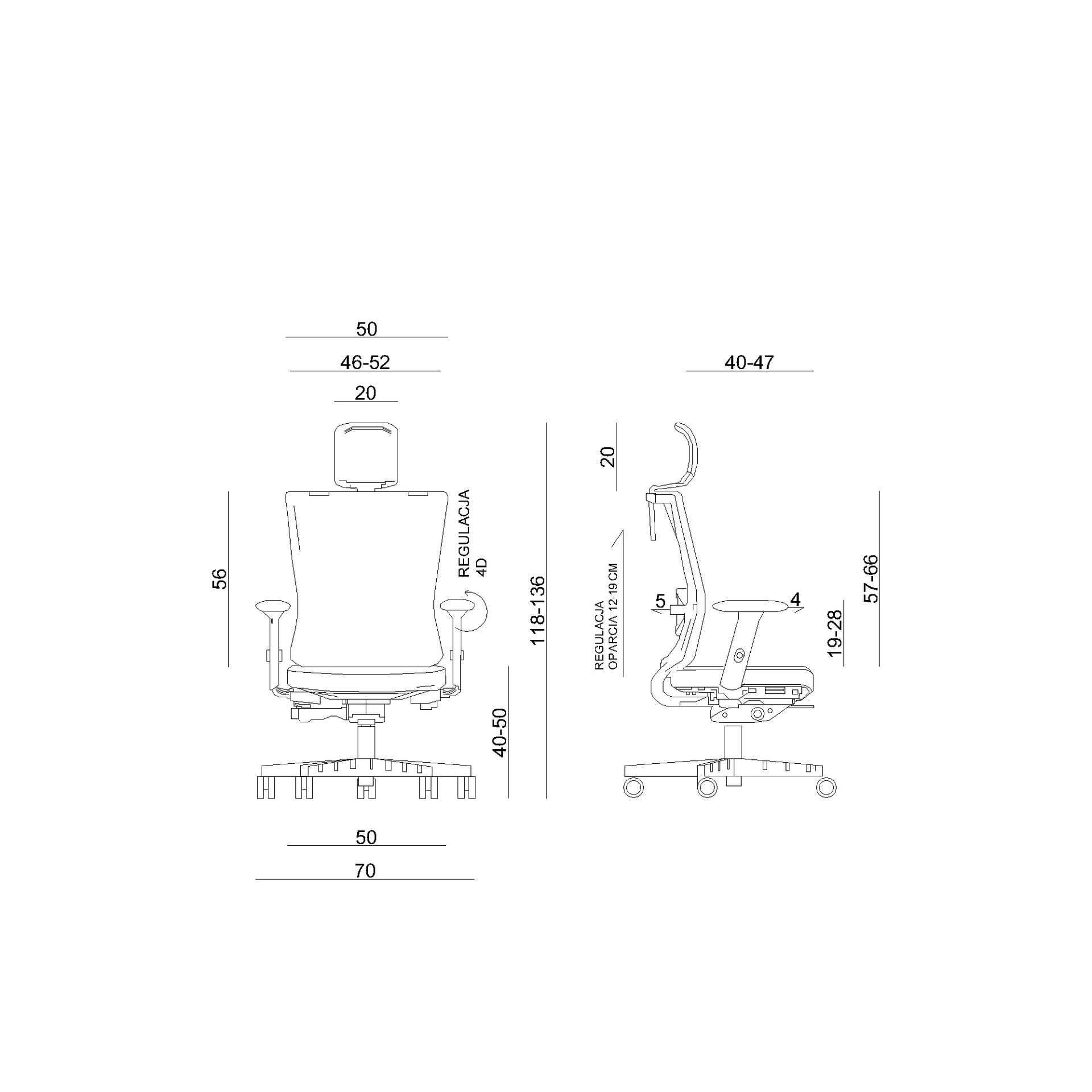 Unique Fotel Obrotowy Ergonomiczny Forte Siatka Czarna, Tkanina BL409 Taupe, Standard - Polerowane Aluminium