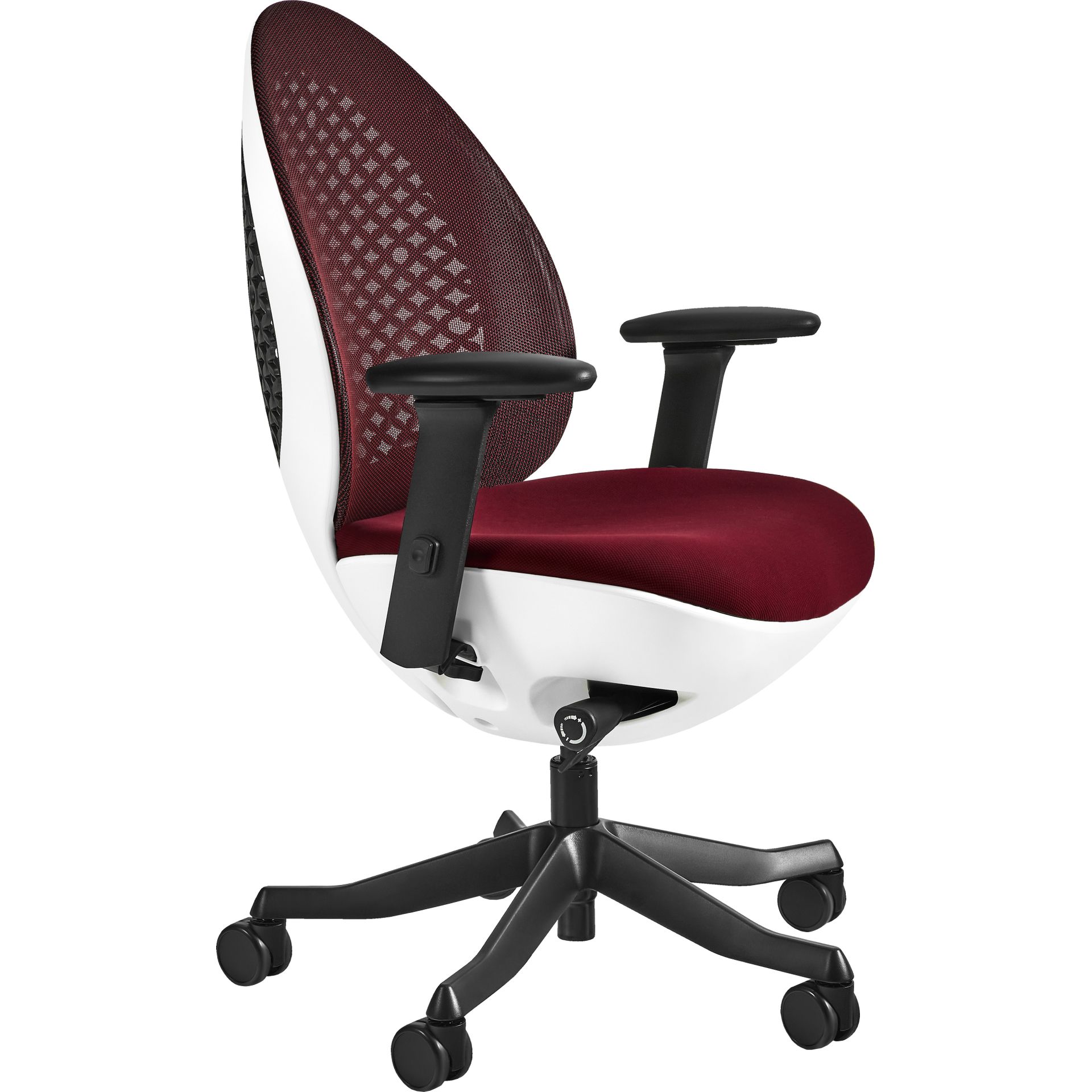 Unique Fotel Obrotowy Biurowy Ovo Tkanina BL402/siatka NW44 Deepred, Standard Biała