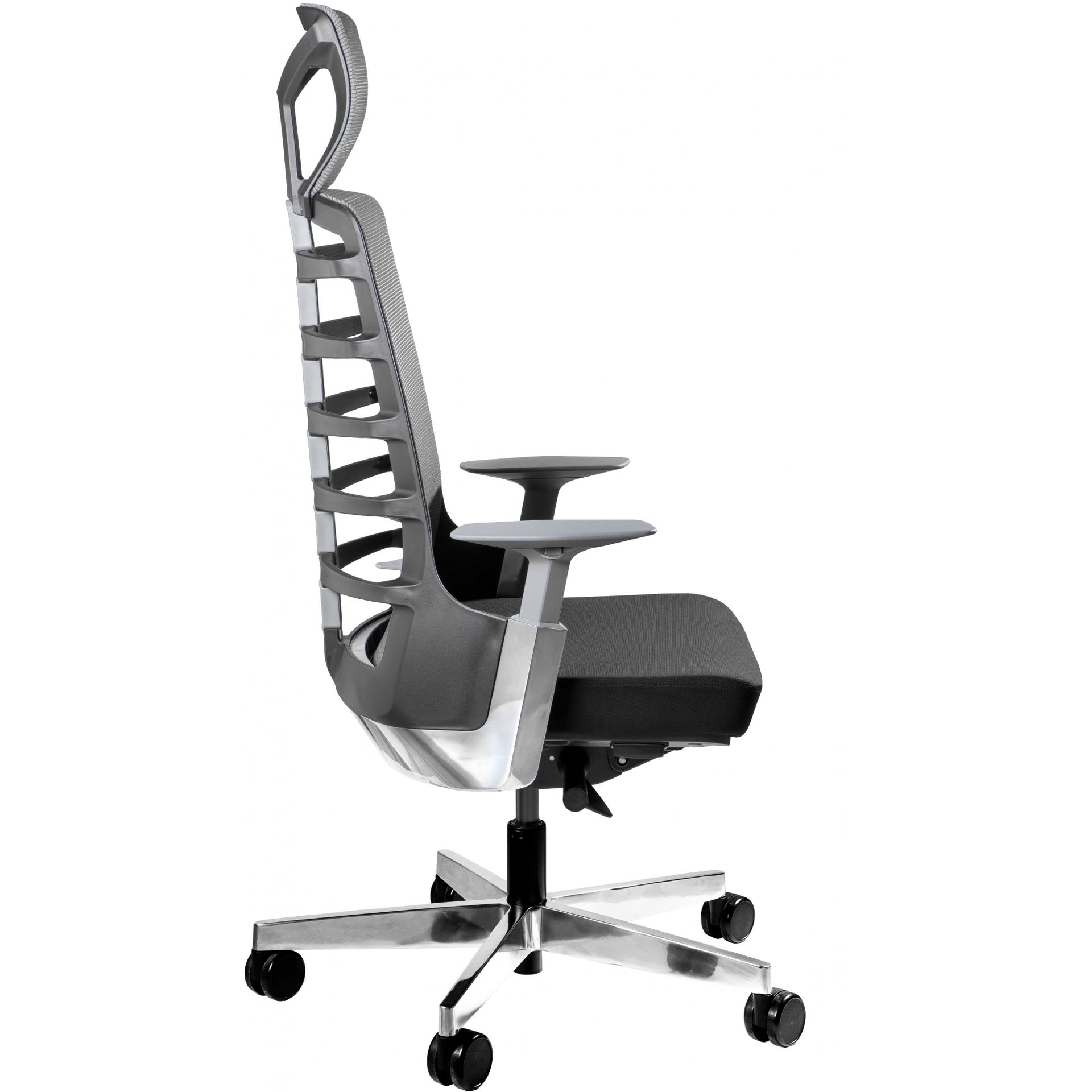 Unique Fotel Obrotowy Ergonomiczny Spinelly Standard 1 Czarne Tworzywo, Tkanina BL402 Deepred, Standard - Polerowane Aluminium