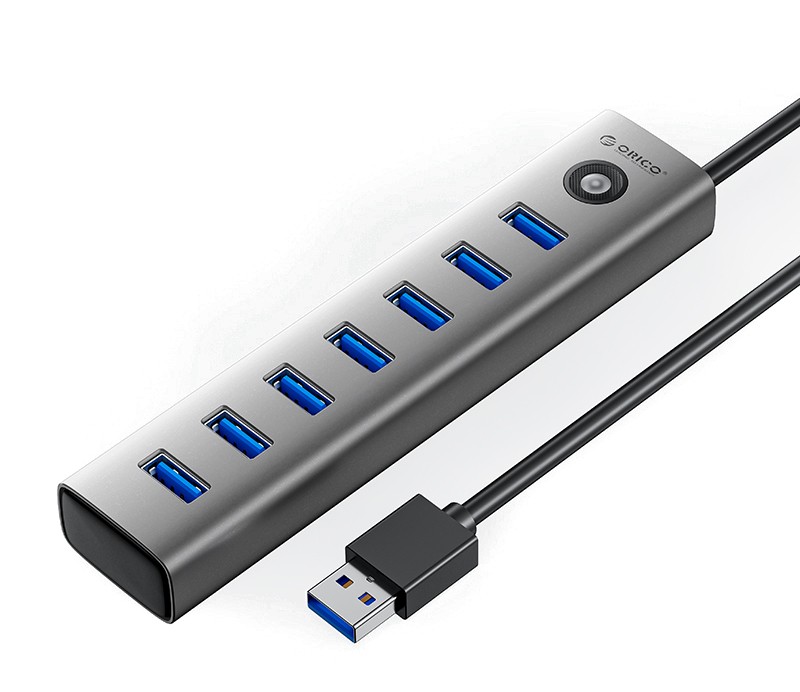 Orico USB-A 7x USB-A 3.0 USB-C 5V/3A 1m - szary
