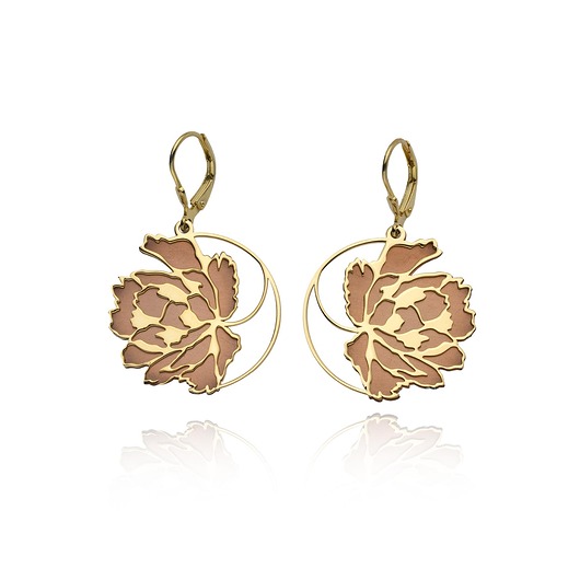 Kolczyki pozłacane srebrne 925 z tytanem mocha mousse - kwiat róży