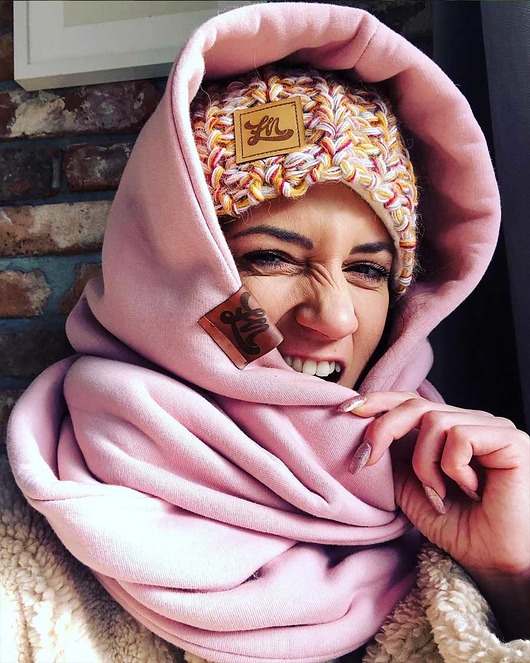 Kaptur z kominem damski brudny róż