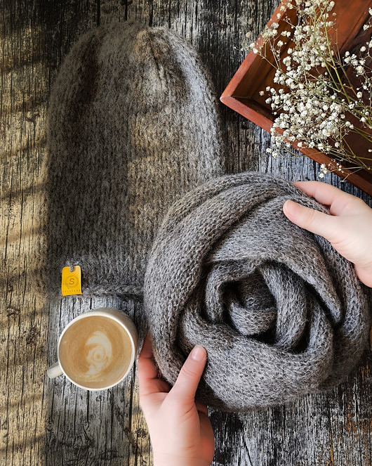 Delikatny cienki komin z alpaki ALPACZINA