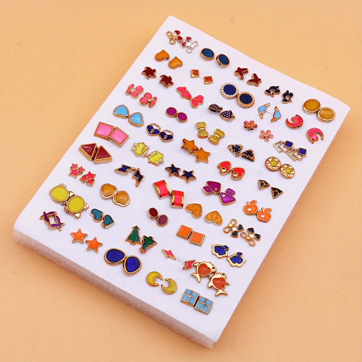 TEMU Zestaw 50 Par Minimalistycznych Kolczykﾃｳw w Stylu Koreaﾅгkim z Wzorem Obrazu Olejnego, Powlekane Plastikowe, Urocze i Wszechstronne na Codzienne