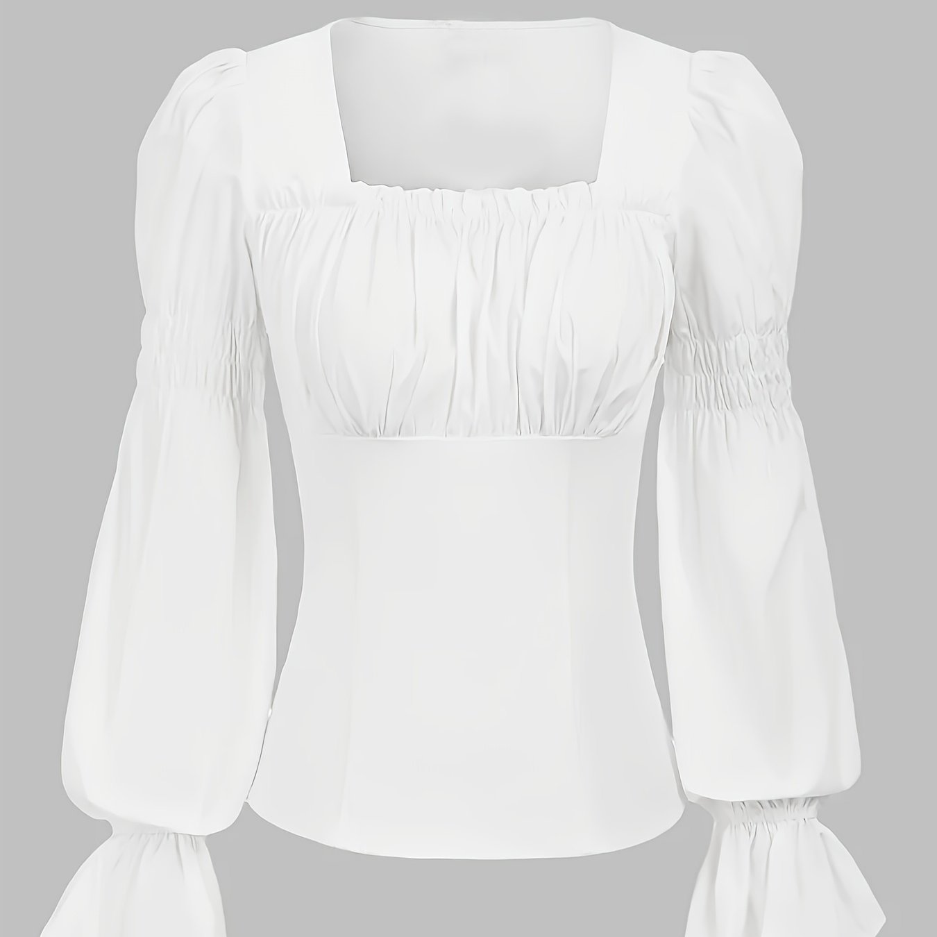 TEMU Kobieca, casualowa koszula z długim rękawem i kwadratowym dekoltem, wykonana z jednokolorowej dzianiny poliestrowej z elastycznymi mankietami,