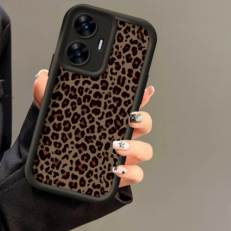 TEMU Etui na telefon: dla Realme C55, Eleganckie, Luksusowe, Wysokiej Jakości, Wzór Lamparcie, Miękka Obudowa, Jasnobrązowe, Przyjazne dla Telefonu