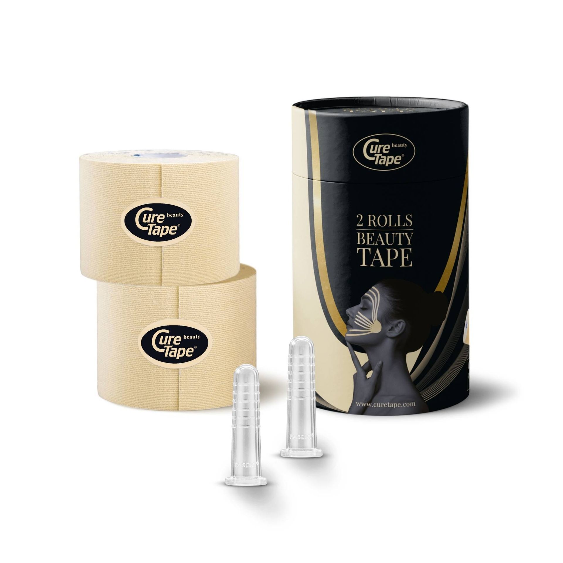 Zestaw 2 taśm do tapingu twarzy z bańkami do masażu twarzy - CureTape BEAUTY Facetaping Pack (5cm x 5m)