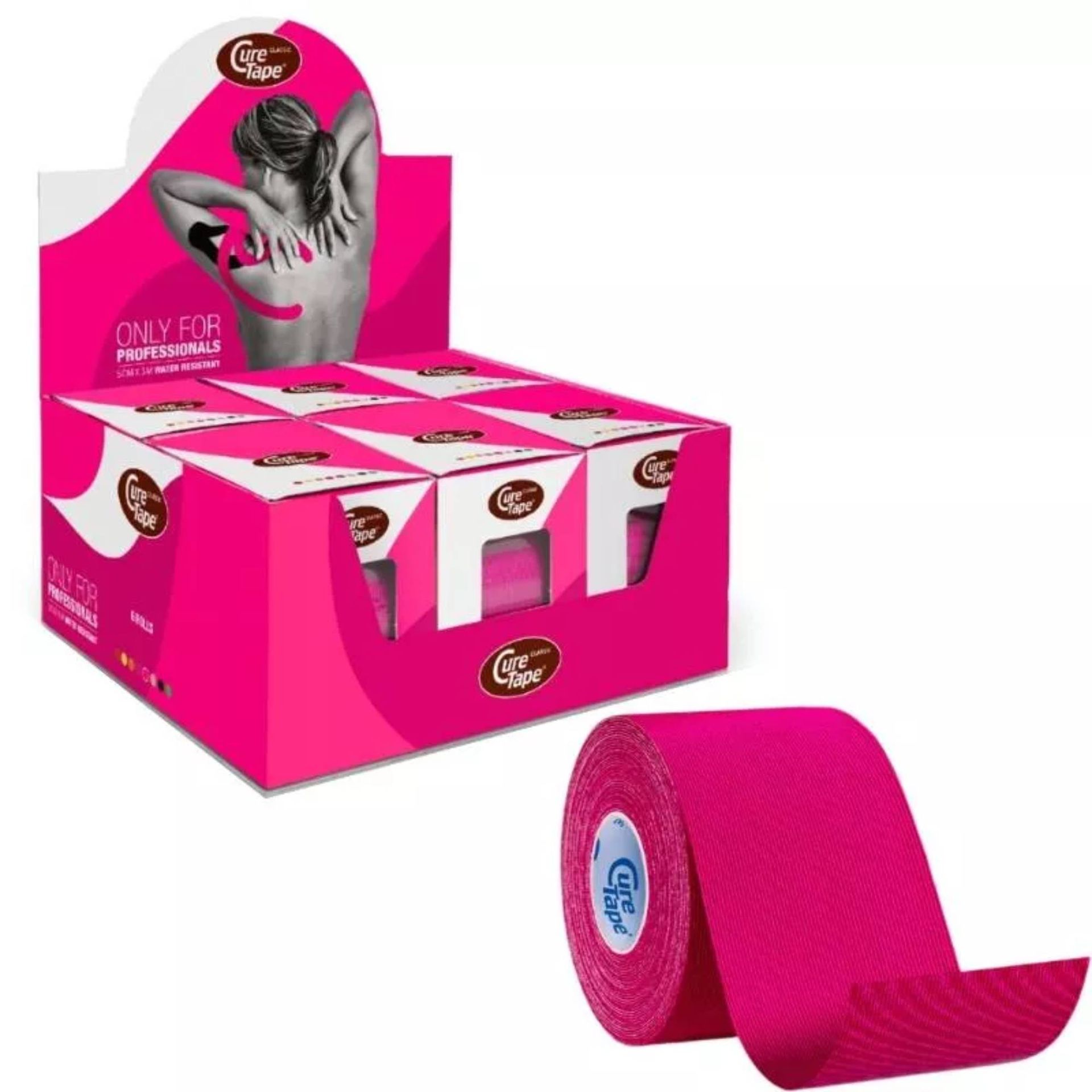Zestaw 6 taśm do kinesiotapingu CureTape CLASSIC (5cm x 5m) - różowy