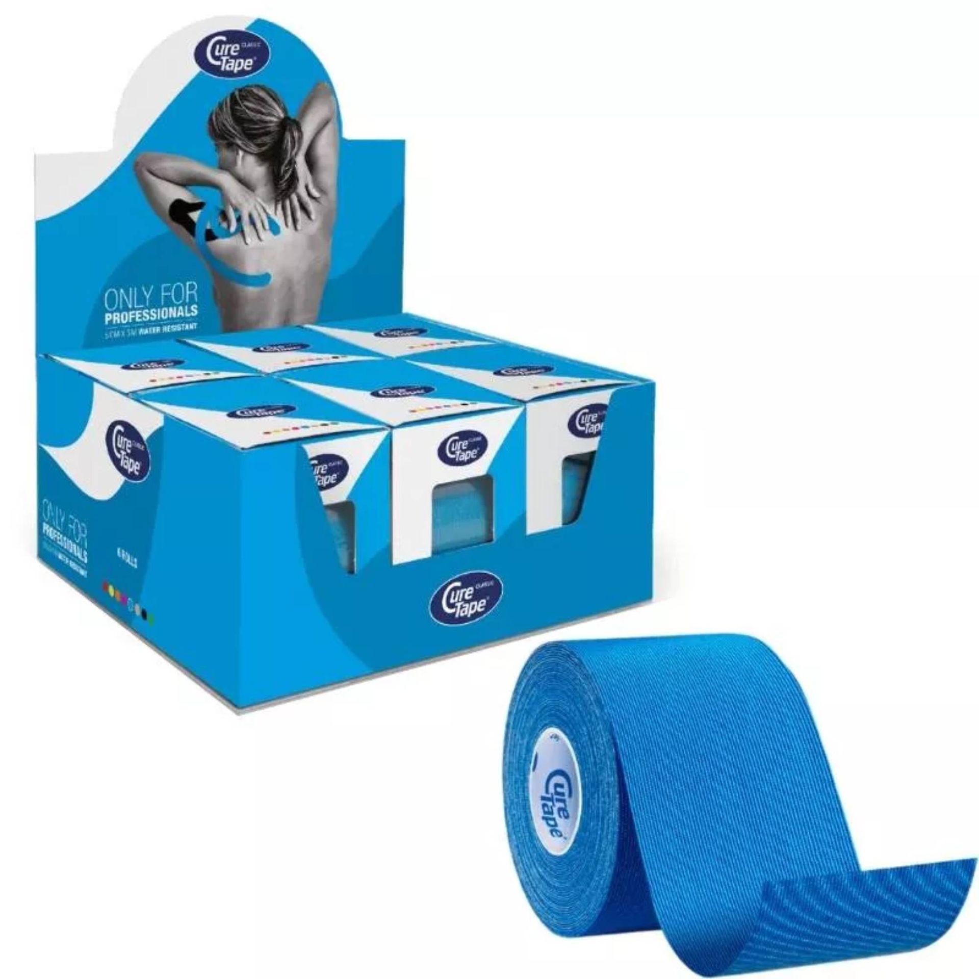 Zestaw 6 taśm do kinesiotapingu CureTape CLASSIC (5cm x 5m) - niebieski