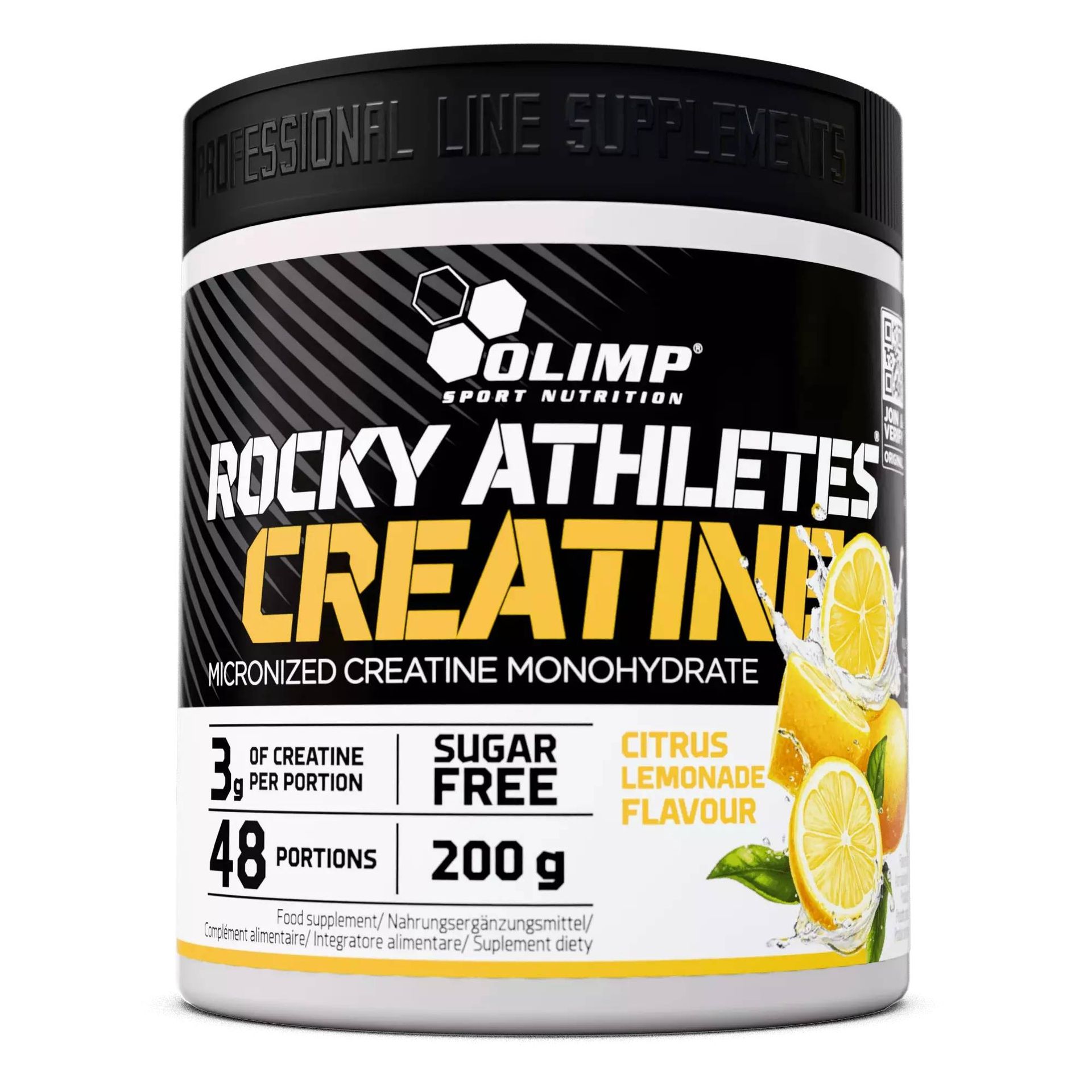 Olimp Rocky Athletes Creatine, Kreatyna w proszku, 200 g, Citrus Lemonade