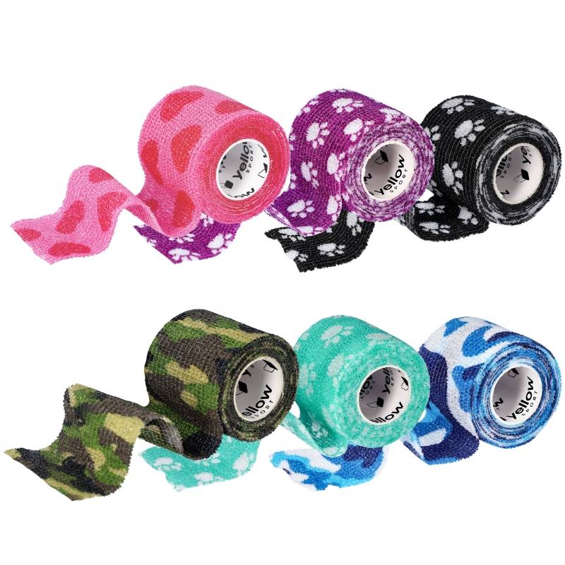 Owijka na kostki, taśma do podtrzymania getrów i ochraniaczy, bandaż kohezyjny yellowSPORT - 5cm x 4,5m, różne wzory