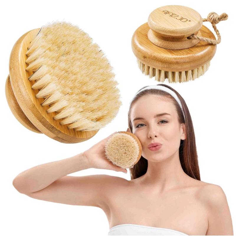 Miękka szczotka do masażu ciała na sucho do skóry wrażliwej 4FIZJO, okrągła z uchwytem