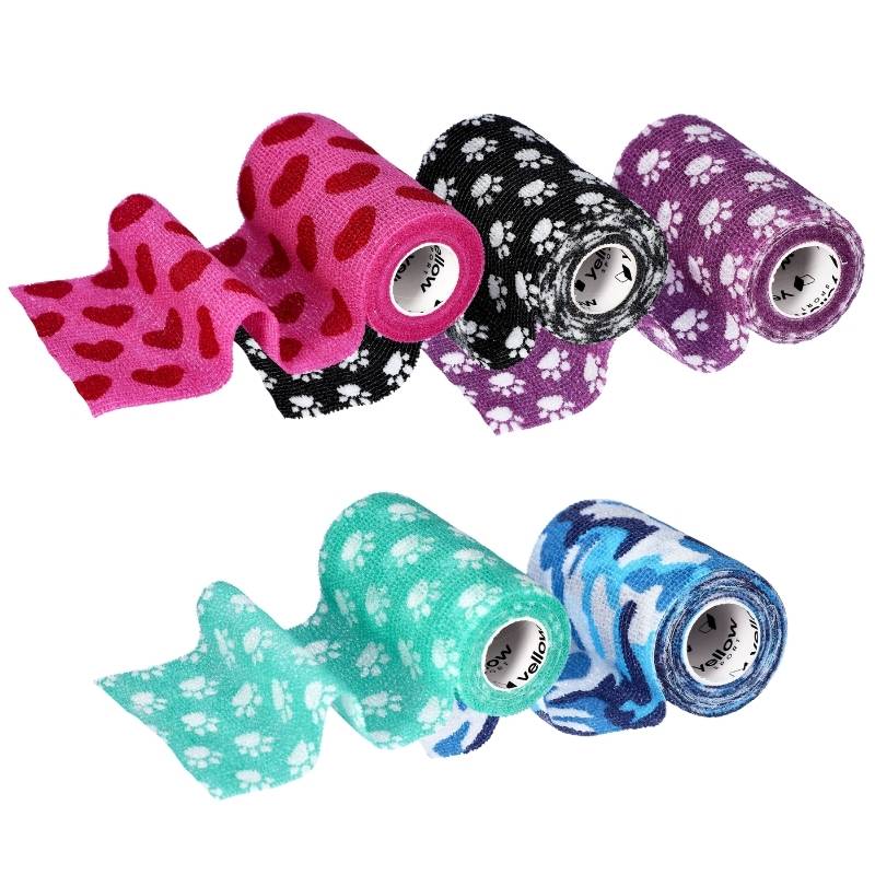 Bandaż kohezyjny elastyczny samoprzylepny yellowSPORTS - 10cm x 4,5m, różne wzory