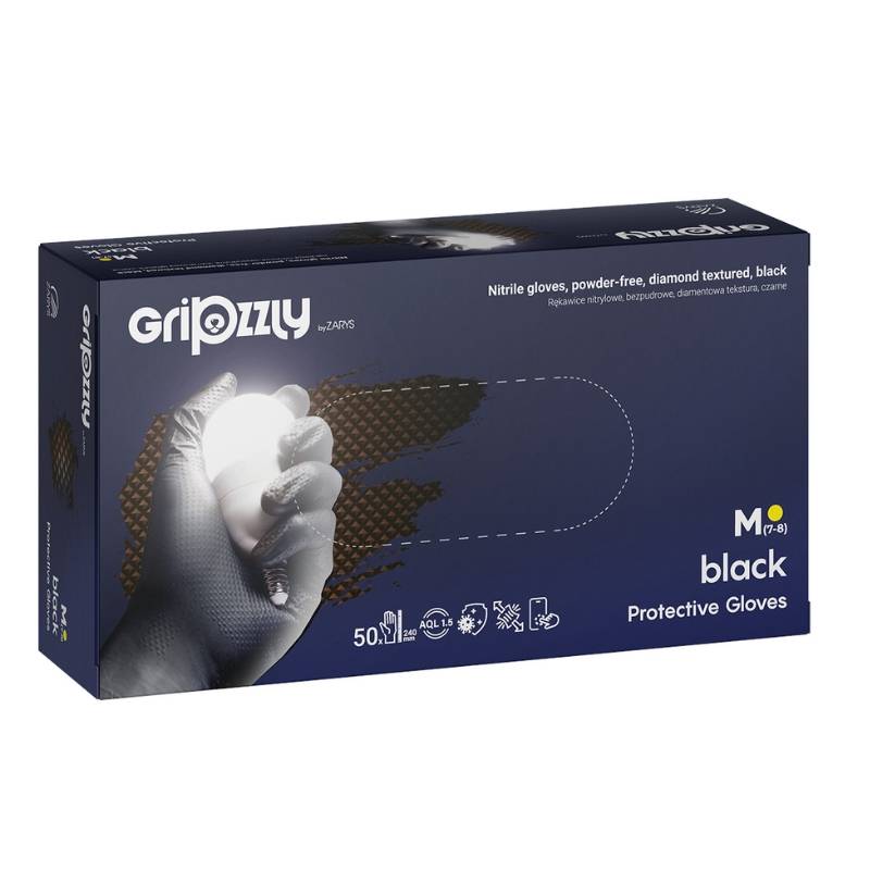 Rękawiczki nitrylowe Gripzzly Zarys 50 szt. - czarne