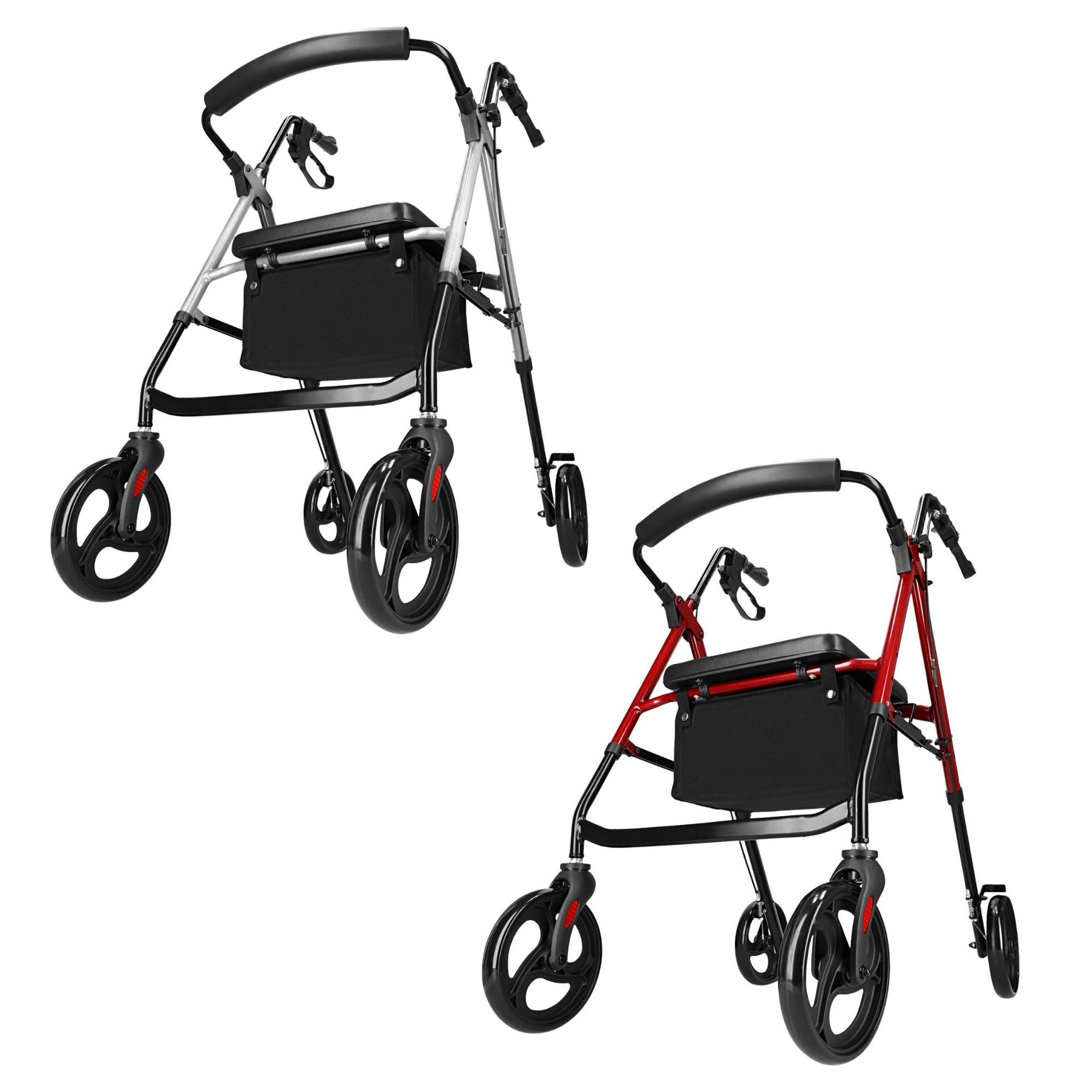 Chodzik czterokołowy z siedziskiem i torbą 4FIZJO, różne kolory