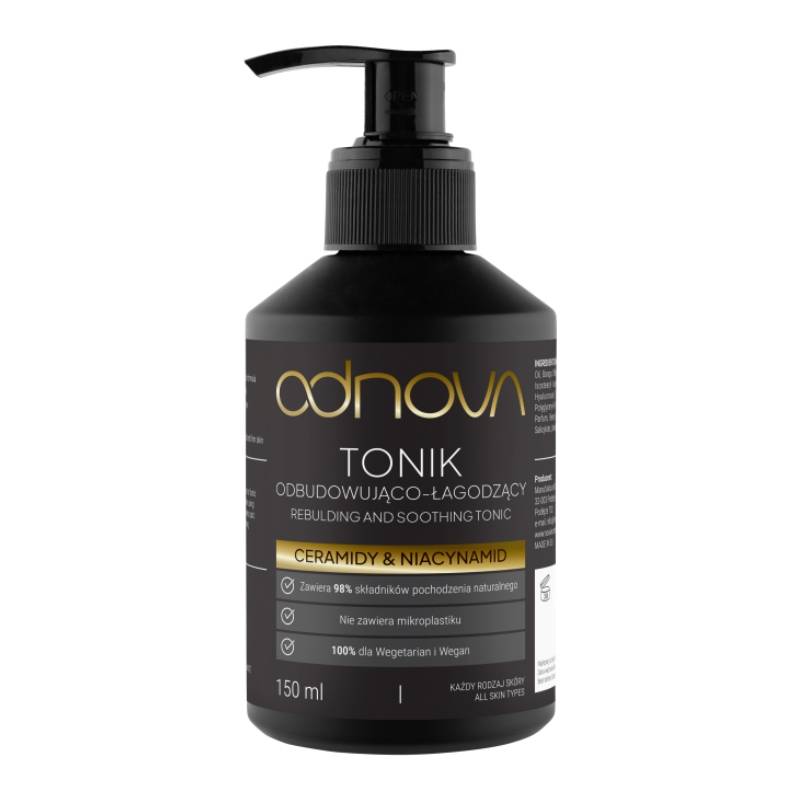 Odbudowująco-łagodzący tonik do twarzy, Ceramidy Niacynamid ODNOVA - 175 ml