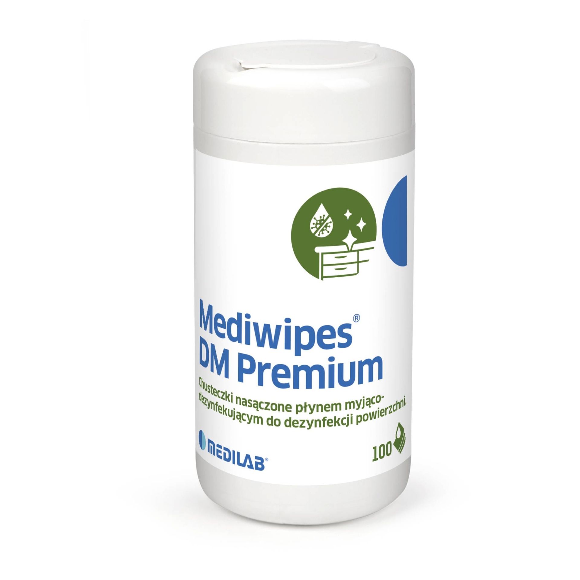 Chusteczki do dezynfekcji i mycia powierzchni Mediwipes DM Premium - opakowanie tuba 100 szt.