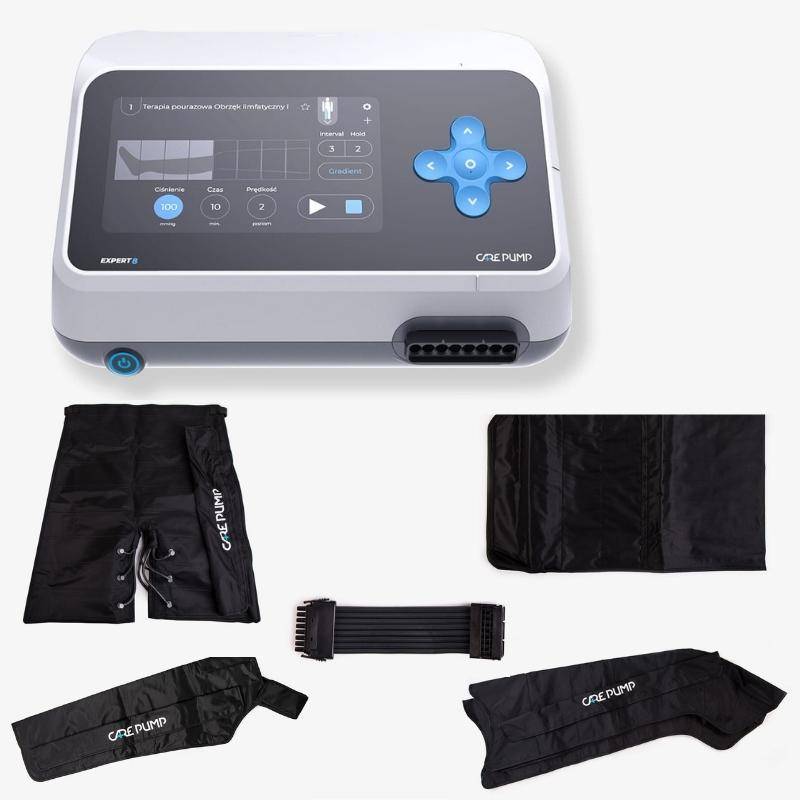 Zestaw PREMIUM do drenażu limfatycznego CarePump (aparat Expert8 +mankiet na rękę + 2 mankiety na nogi +mankiet krótkie spodenki + mankiet na biodra i brzuch)