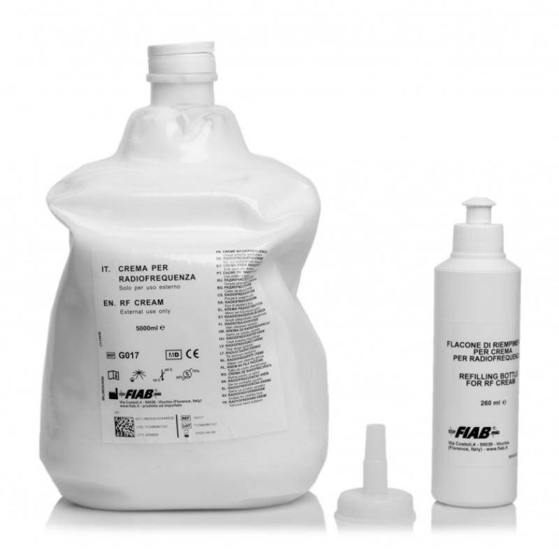 Krem do terapii Tecar o pojemności 5000 ml z butelką do napełniania 260 ml i dozownikiem