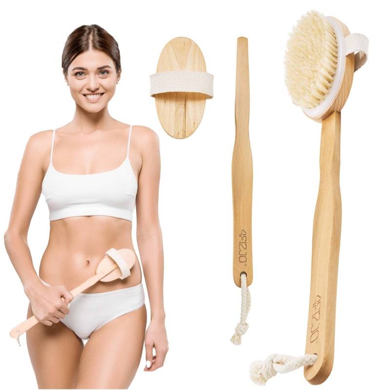 Długa szczotka do masażu ciała i kąpieli 2w1 4FIZJO