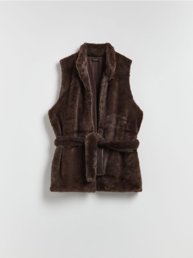 Reserved - Ponczo ze sztucznego futerka - brązowy