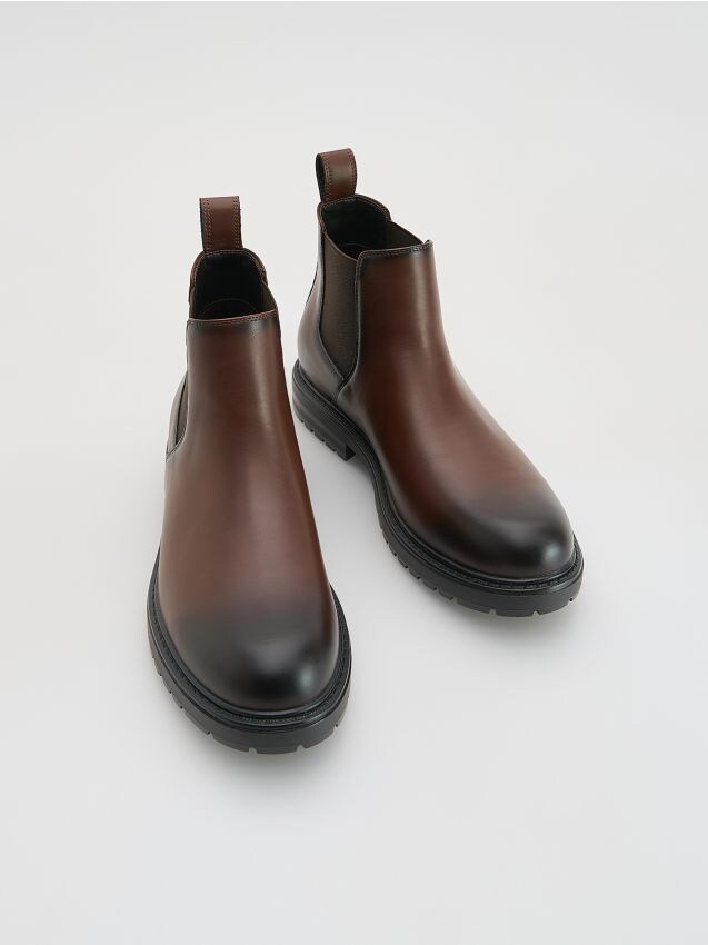 Reserved - Skórzane botki - ciemnobrązowy