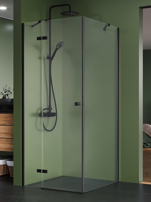 New Trendy Kabina prysznicowa Kalibra 1D drzwi uchylne lewe kolor czarny mat 110x70 cm K-5053