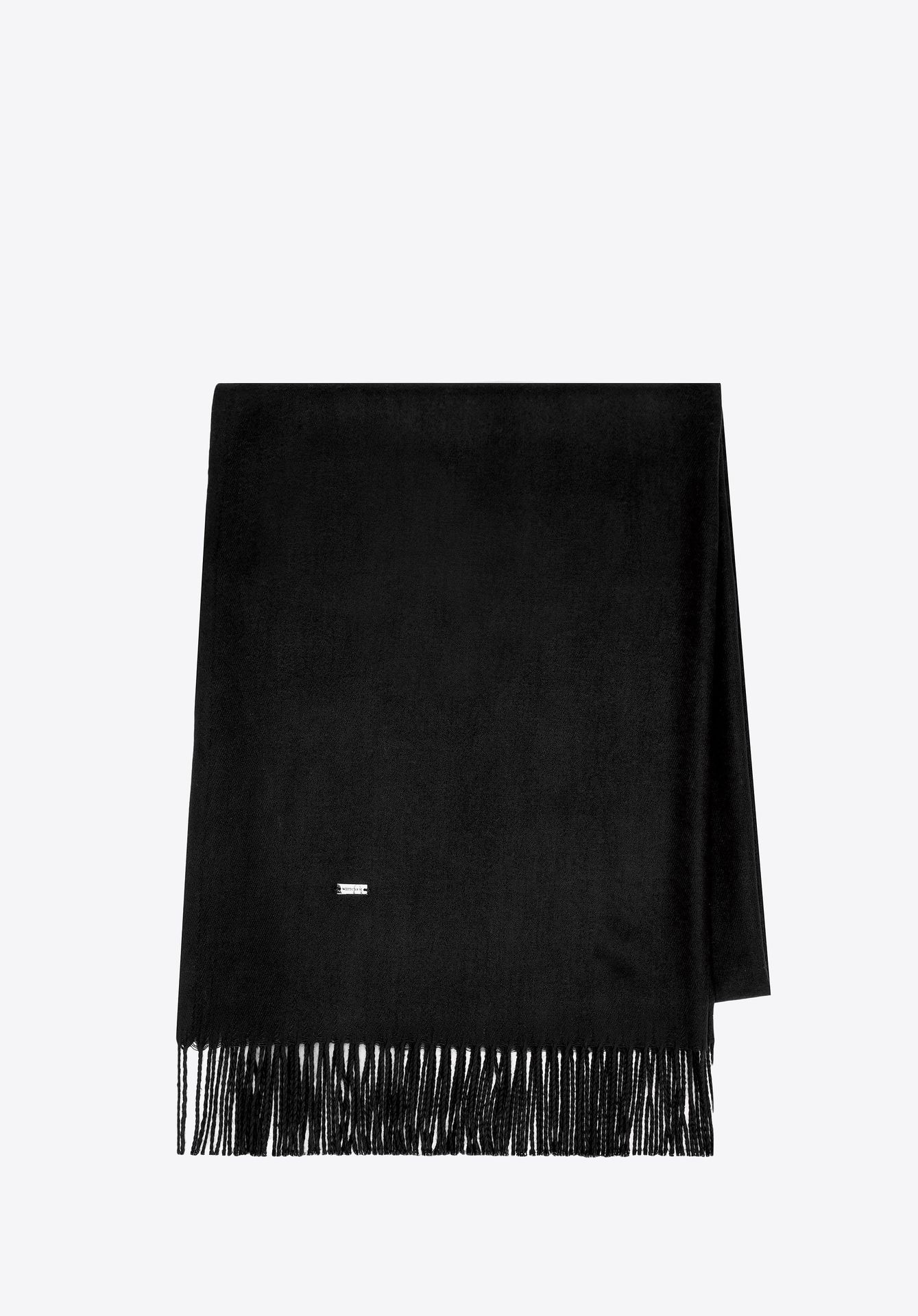 Szalik damski z frędzlami jednolity czarny