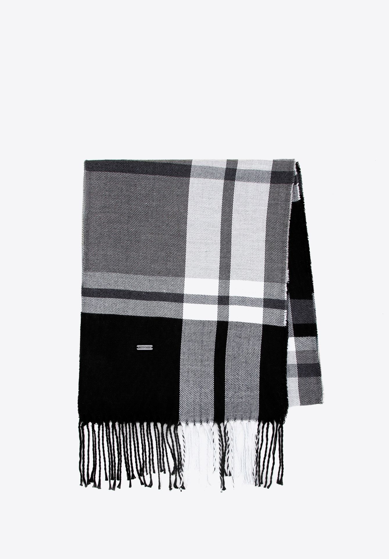 Szalik męski w kratę czarno - szary