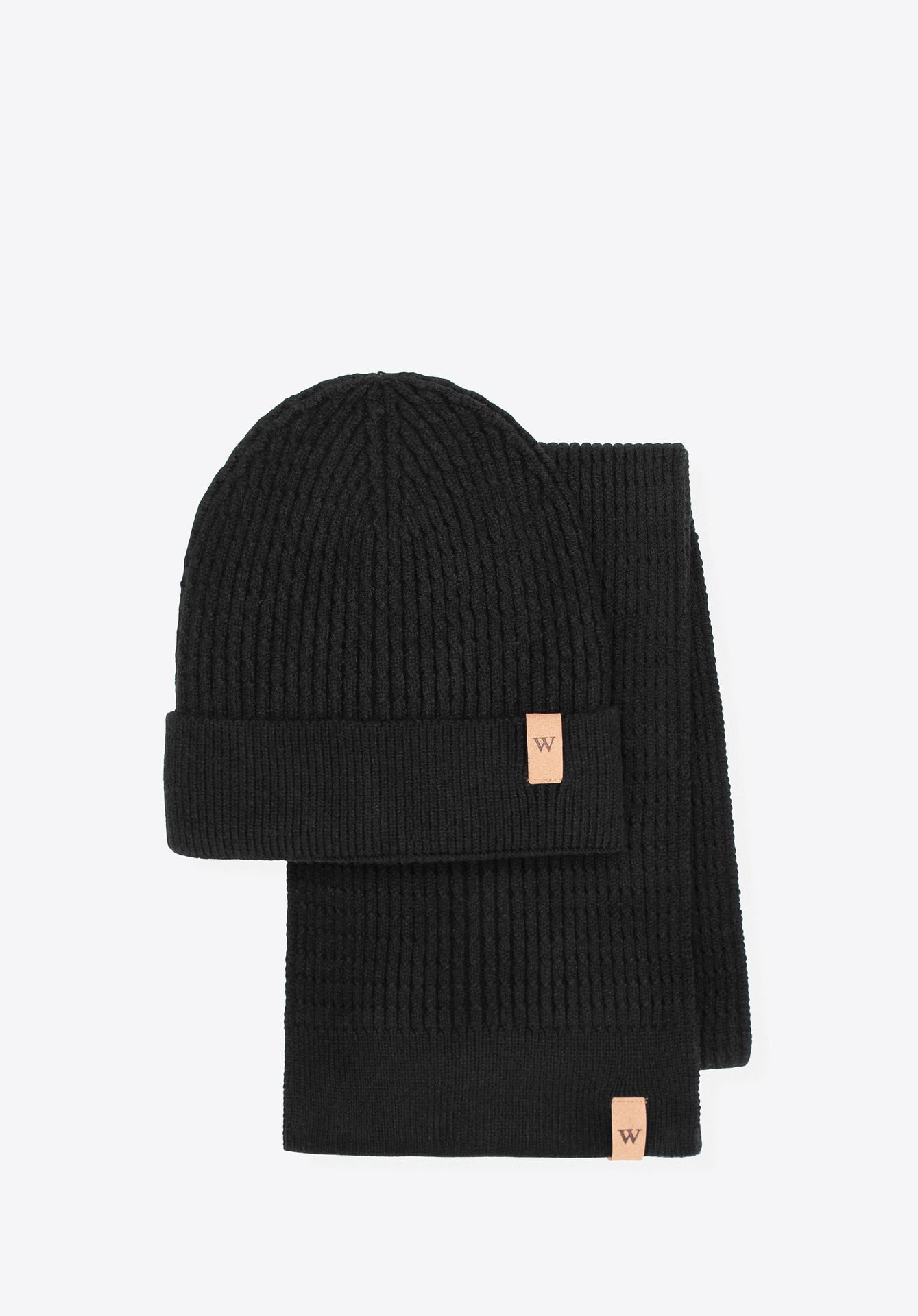 Zestaw zimowy unisex: czapka i szalik czarny