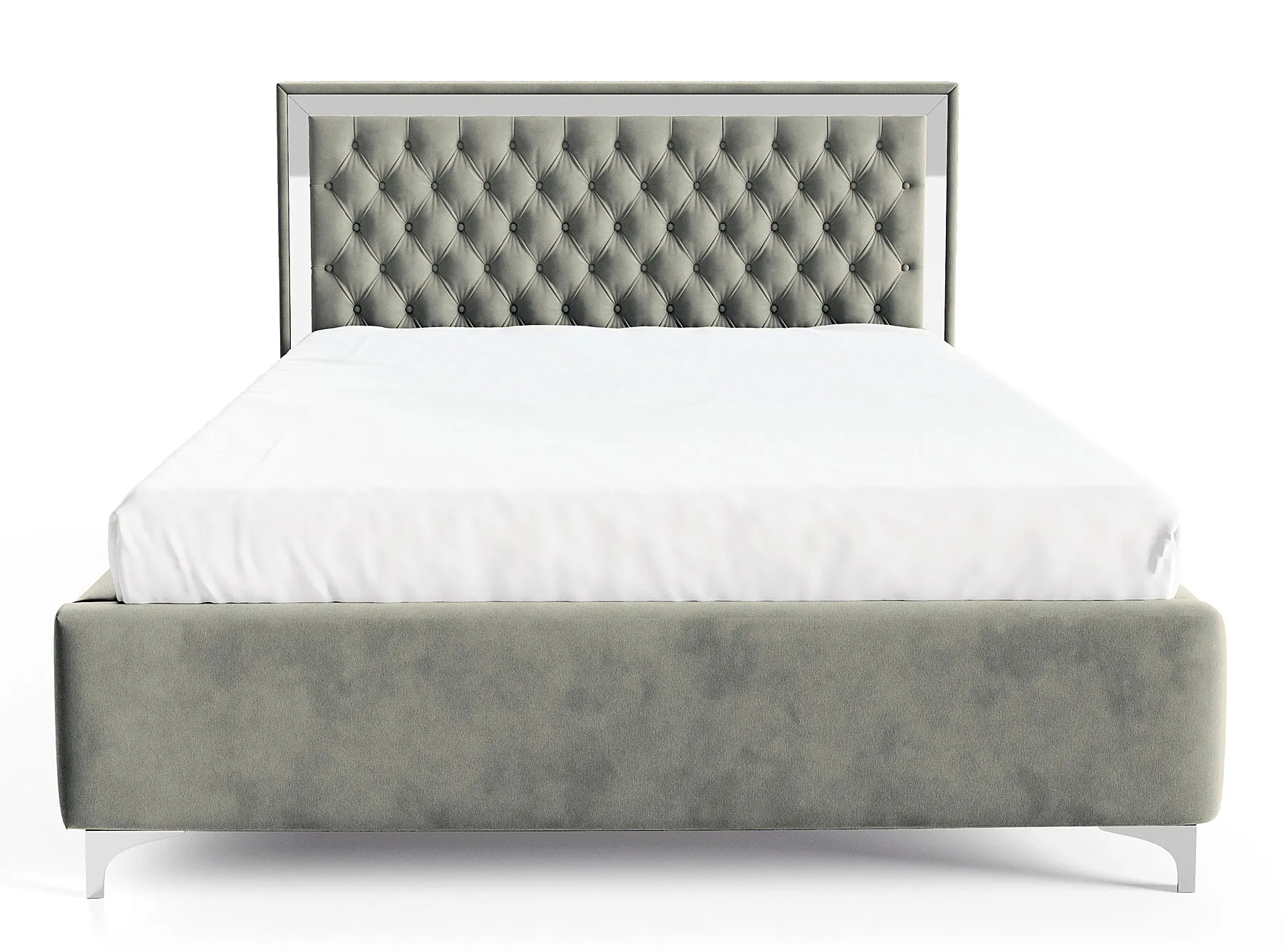 Szare łóżko tapicerowane w stylu glamour E6-P48