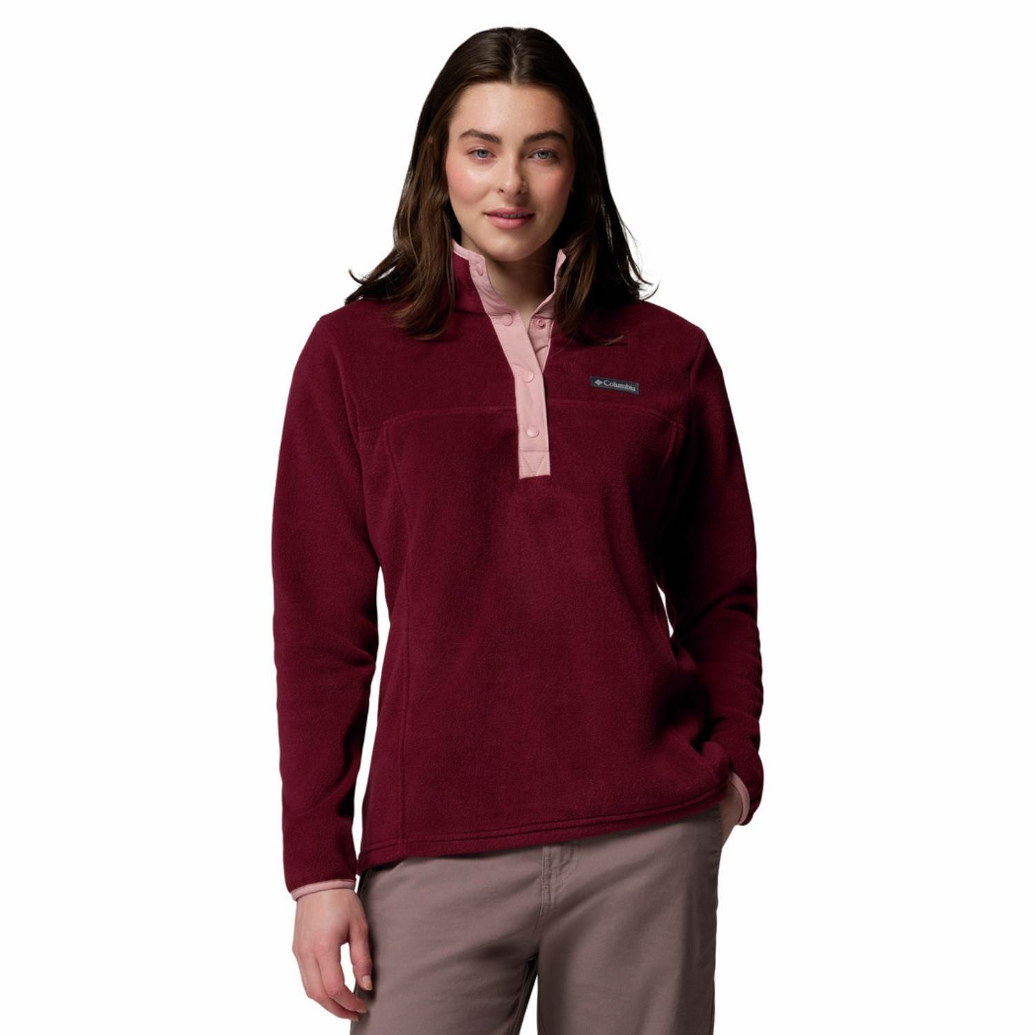 Damska bluza polarowa Columbia Benton Springs 1/2 Snap Pullover Fleece II lavender rich wine/eraser pink - S