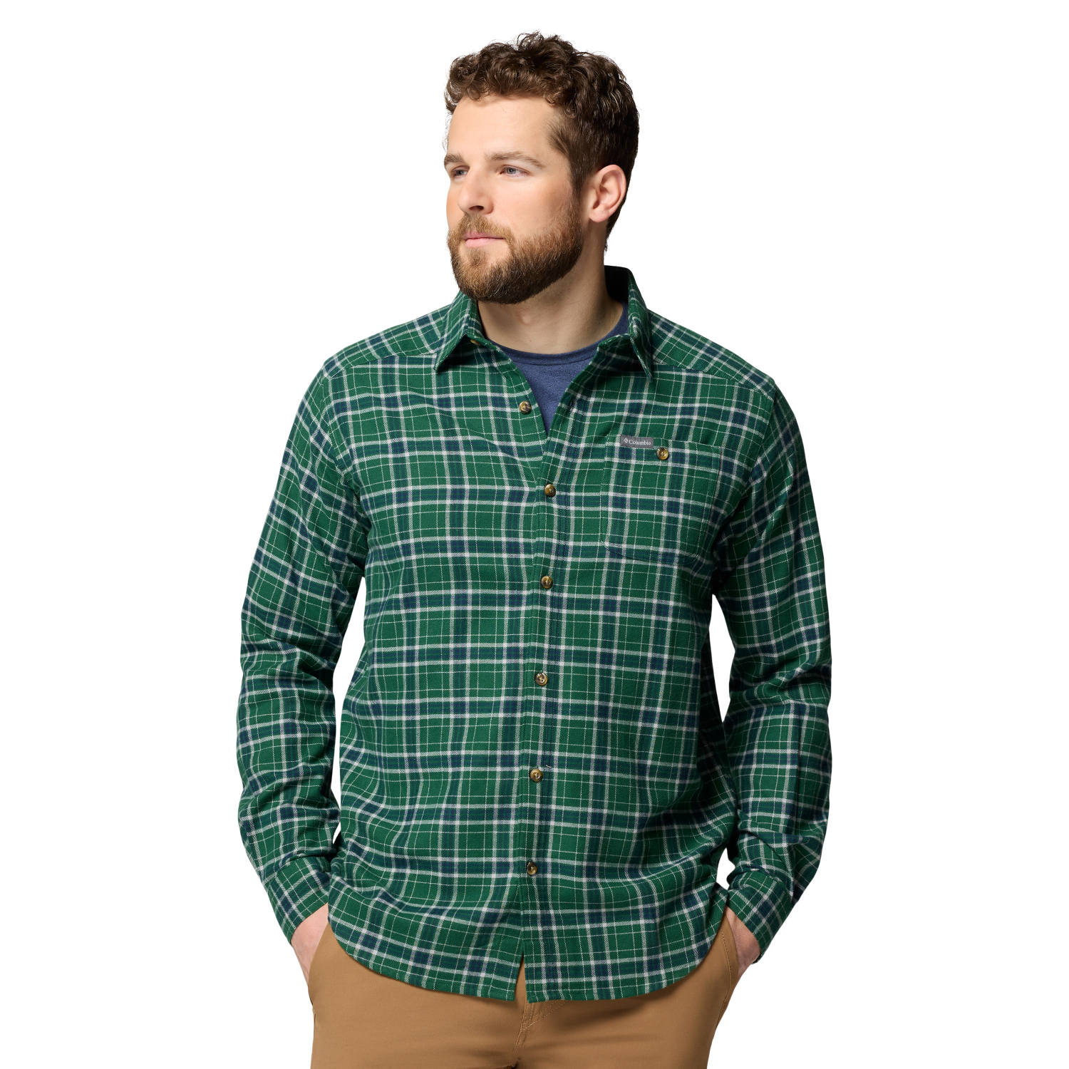 Męska koszula flanelowa Columbia Cornell Woods Flannel Longsleeve Shirt rainforest/quad check - S
