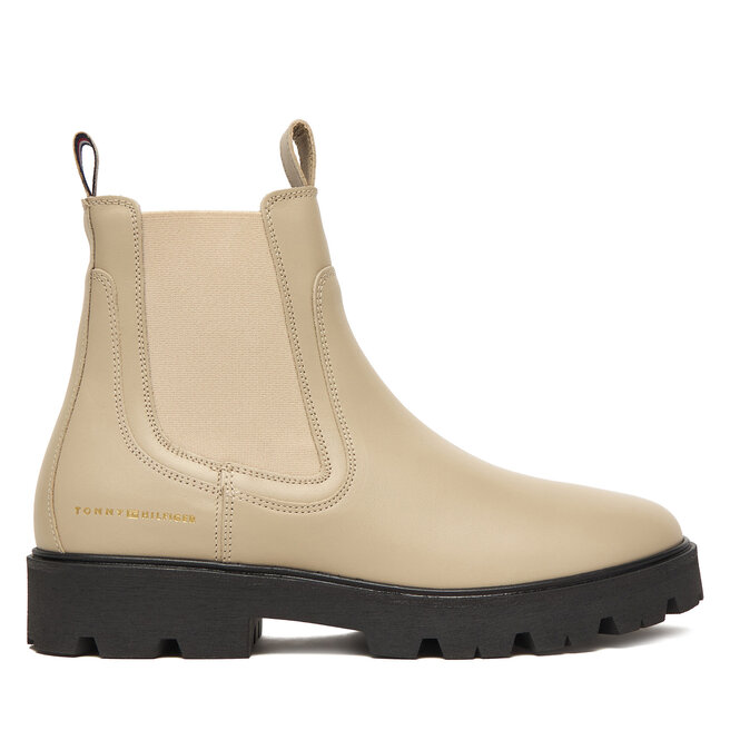 Sztyblety Tommy Hilfiger Lthr Low Chelsea FW0FW08775 Écru