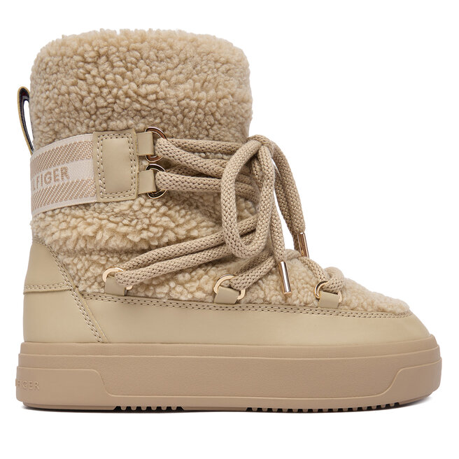 Śniegowce Tommy Hilfiger Faux Shearling Snowboot FW0FW08788 Écru