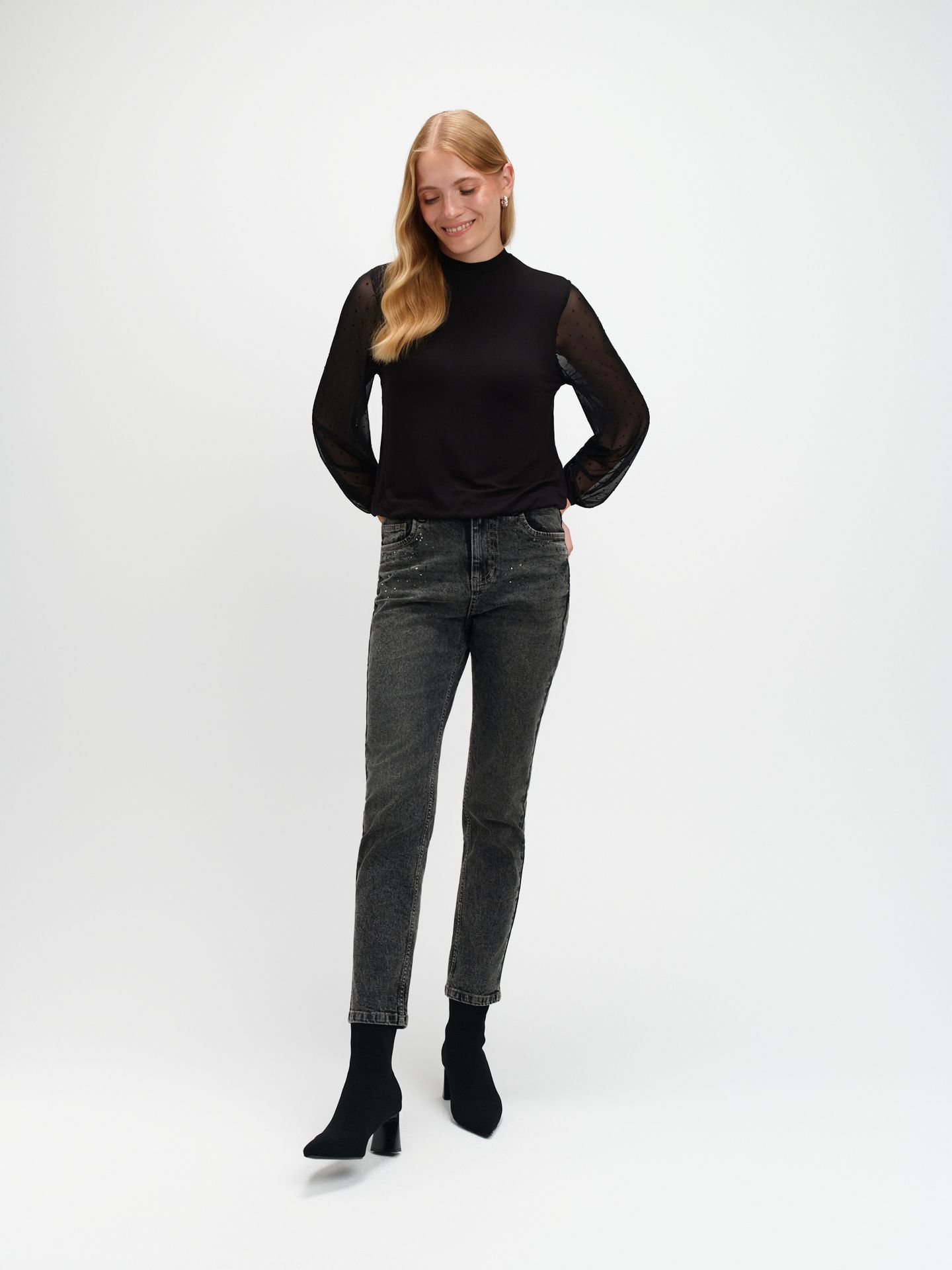 Szare jeansy slim fit