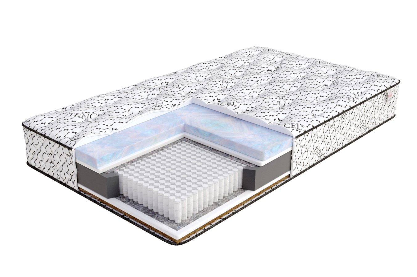 Materac micropocketowy LUNARI pianka visco, kokos - 80 x 200 - H4 twardy / H5 bardzo twardy - 24 cm