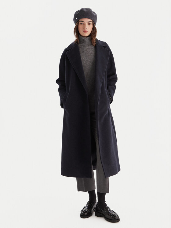 Weekend Max Mara Płaszcz wełniany Tempera 2525016082 Granatowy Regular Fit