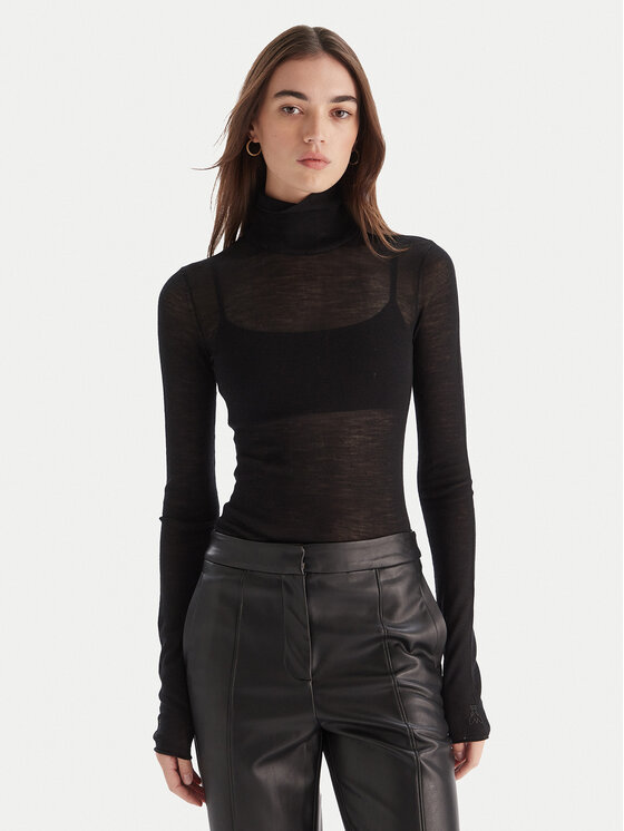 Patrizia Pepe Bluzka 2K0347/K034-K103 Czarny Slim Fit