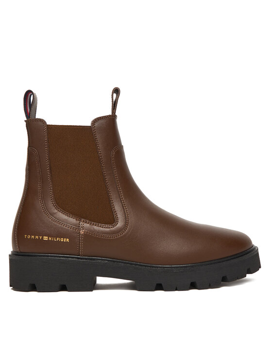 Tommy Hilfiger Sztyblety Lthr Low Chelsea FW0FW08775 Brązowy