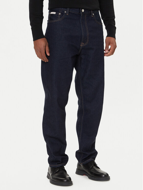 Calvin Klein Jeansy 90's LV04RD713G Granatowy Straight Fit