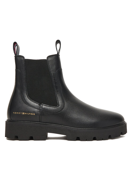 Tommy Hilfiger Sztyblety Lthr Low Chelsea FW0FW08775 Czarny