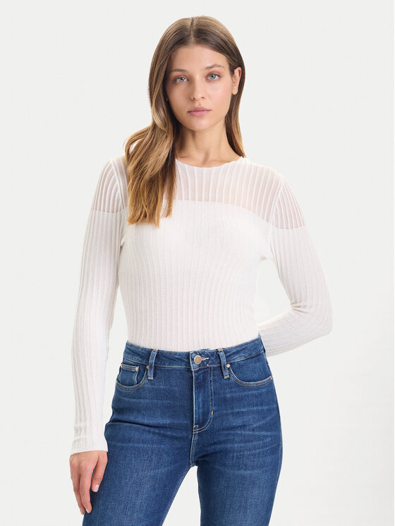 Guess Sweter W5BR62 Z0890 Écru Slim Fit