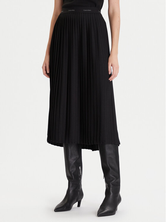Calvin Klein Spódnica plisowana LV044D632G Czarny Regular Fit