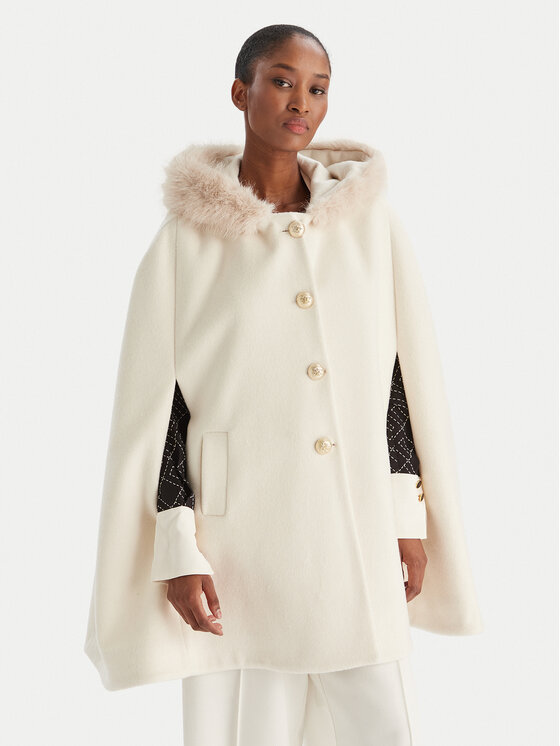 YES LONDON Płaszcz wełniany CD1223ECO Écru Regular Fit